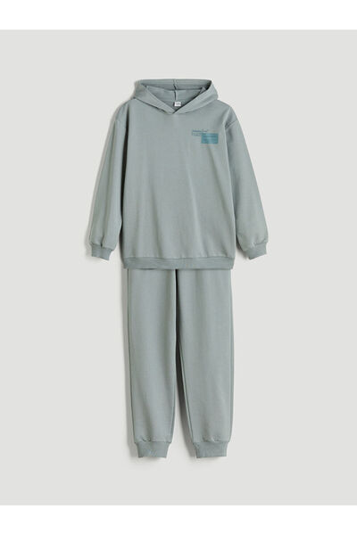 LC Waikiki Green Hooded Boy's Tracksuit Set
