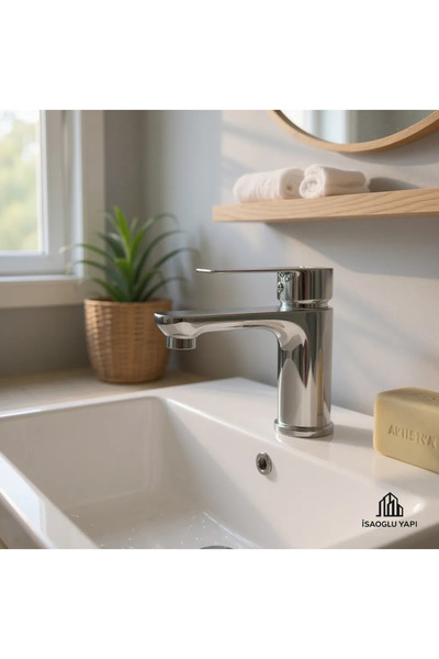 İSAOĞLU YAPI Chrome Sink Faucet Brass Bathroom Sink Fixture
