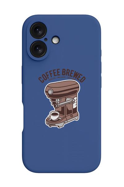 Theodor iPhone 16 Plus Blue Protective Liquid Silicone Shockproof Case - Coff...