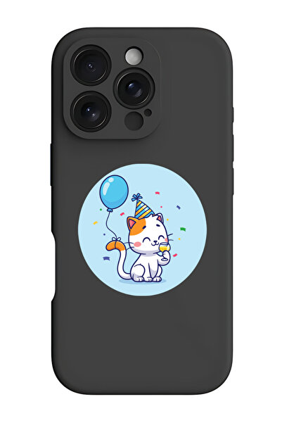 Theodor جراب حماية أسود من السيليكون السائل المقاوم للصدمات لهاتف iPhone 16 P...