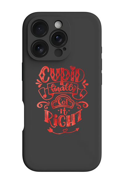 Theodor جراب حماية من السيليكون السائل المقاوم للصدمات لهاتف iPhone 16 Pro باللون الأسود - لقد حصل كيوبيد أخيرًا على الأمر الصحيح