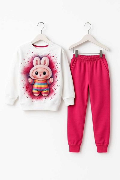 Midani Store Labubu Girl's Tracksuit Set 2 Pieces |   Sweatshirt Sweatpants Sports Comfortable Casual Suit Fall 3- 9 Yas