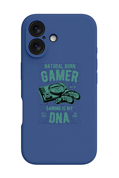 Theodor غطاء حماية سيليكون سائل مقاوم للصدمات لجهاز iPhone 16 باللون الأزرق -...