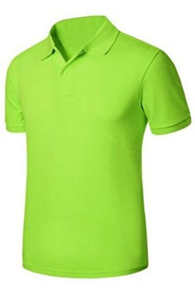 OKULCA Green Unisex Combed Cotton Polo Neck School T-Shirt