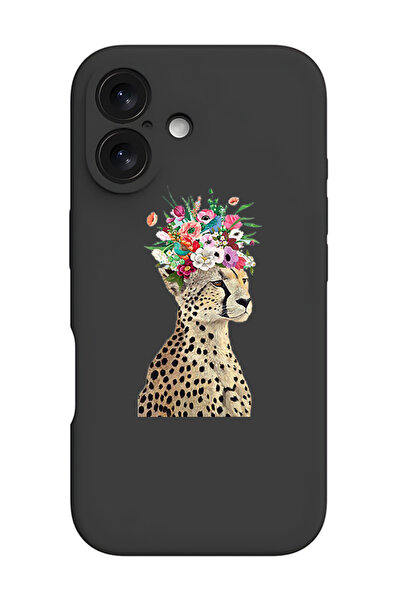 Theodor غطاء حماية سيليكون سائل مقاوم للصدمات لهاتف iPhone 16 Plus أسود - زهر...