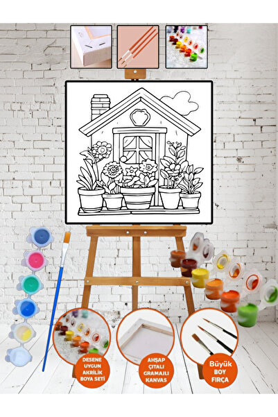 Elittablo Sayılarla Tablo Boyama 20x20 Tuval Boya Seti Çocuk Hobi