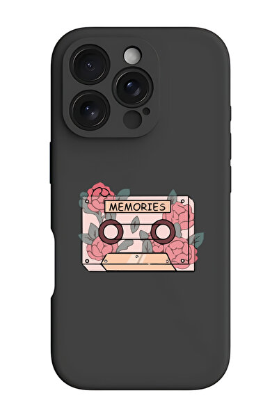 Theodor جراب حماية سيليكون سائل مقاوم للصدمات لهاتف iPhone 16 Pro أسود - ذكريات