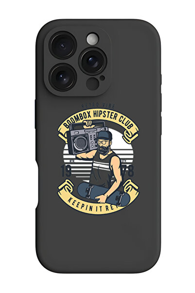 Theodor جراب حماية أسود من السيليكون السائل المقاوم للصدمات لهاتف iPhone 16 P...