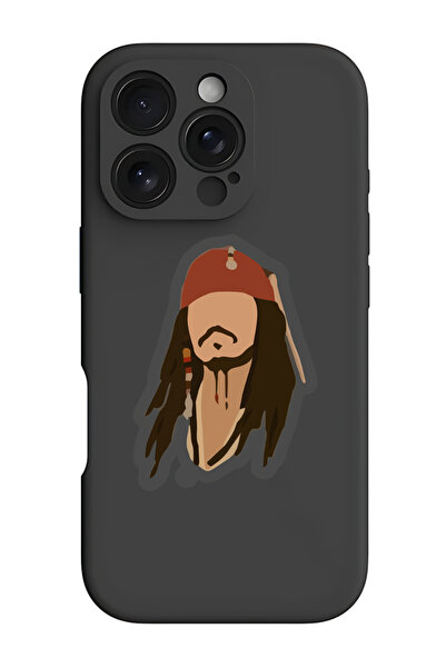 Theodor iPhone 16 Pro Black Protective Liquid Silicone Shockproof Case - Pirate