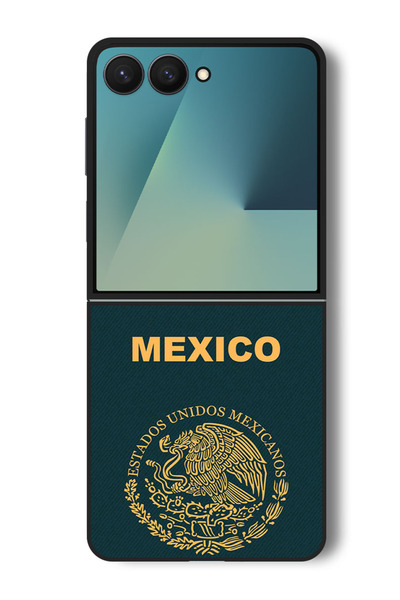 Theodor جراب متوافق مع هاتف Samsung Galaxy Z Flip مقاس 7 - 6.9 بوصة، غطاء حماية مقاوم للصدمات، جواز سفر المكسيك