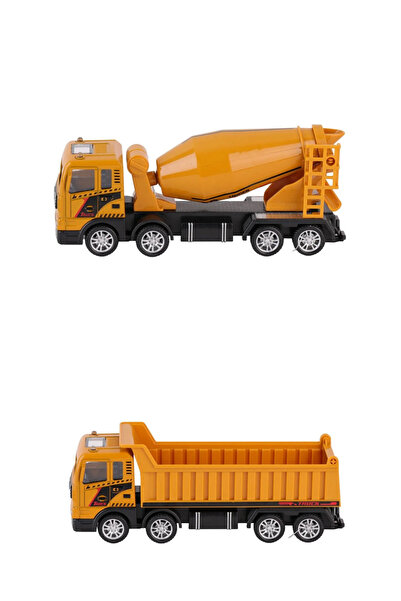 welcomein Toy Frictional Metal 1:50 Scale Earthmoving Truck Mixer Crane Excavator Grab 4 in 1