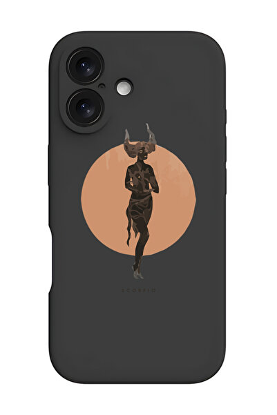 Theodor غطاء حماية سيليكون سائل مقاوم للصدمات لهاتف iPhone 16 أسود - برج العقرب