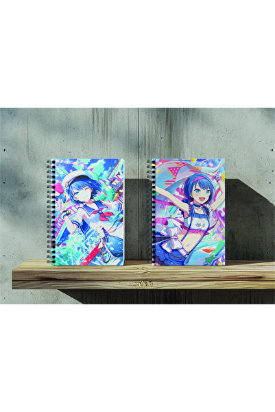 nihonwosekai 2 bucăți A5 dimensiune fără linii 50 de coli Anime caiet spirala...