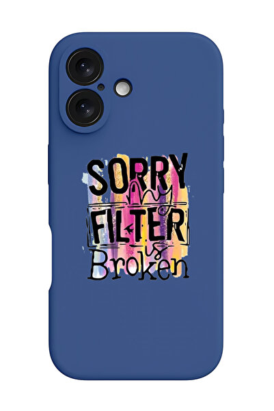 Theodor جراب سيليكون سائل واقي مقاوم للصدمات لجهاز iPhone 16 Plus باللون الأزرق - نأسف لأن الفلتر مكسور