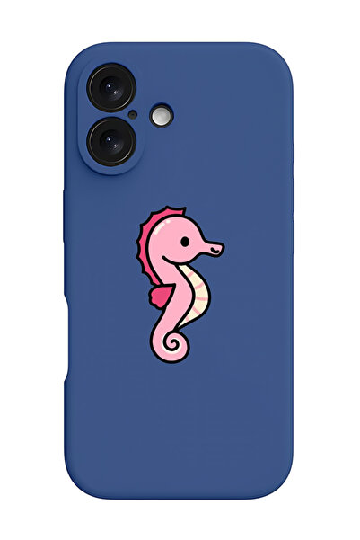 Theodor غطاء حماية سيليكون سائل مقاوم للصدمات لجهاز iPhone 16 أزرق - فرس البحر