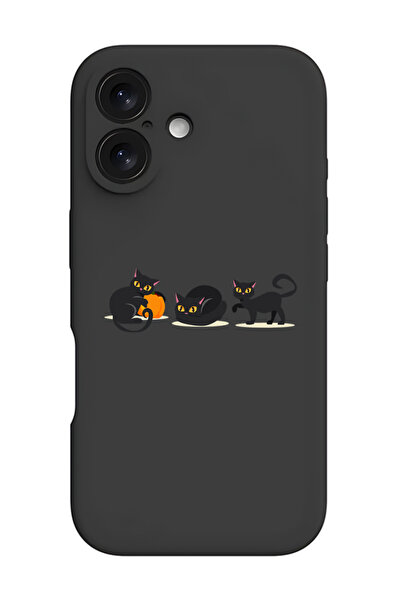 Theodor غطاء حماية أسود من السيليكون السائل المقاوم للصدمات لهاتف iPhone 16 P...