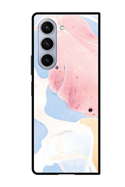 Theodor غطاء حماية مقاوم للصدمات لهاتف سامسونج زد فولد 5 بنقشة زهور وردية فاتحة