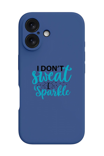 Theodor جراب سيليكون سائل واقٍ مقاوم للصدمات لهاتف iPhone 16 Plus باللون الأزرق - أنا لا أتعرق، أنا أتألق باللون الأسود