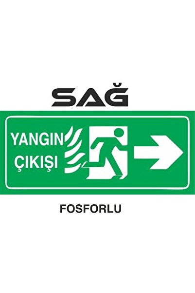 SIRADIŞI REKLAM لافتة تحذيرية لمنفذ الحريق على اليمين مع فسفور