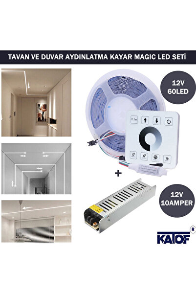 KARAKÖY LED SHOP 12V Beyaz Pixel Tavan ve Duvar Aydınlatma Kayar Magic Led Seti (5MT Beyaz Pixel + Kumanda + Adaptör)