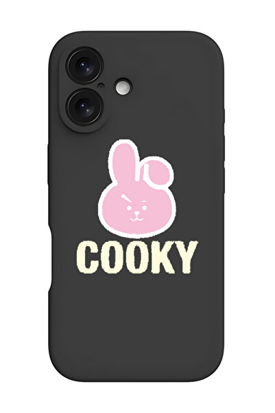 Theodor غطاء حماية سيليكون سائل مقاوم للصدمات لهاتف iPhone 16 Plus أسود - كوكي