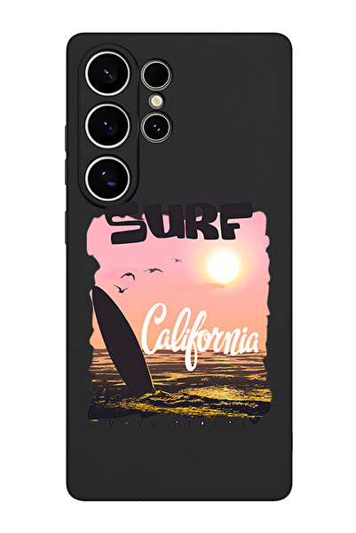 Theodor غطاء حماية سائل من السيليكون المقاوم للصدمات لهاتف سامسونج جالاكسي S25 ألترا (أسود) - سيرف كاليفورنيا