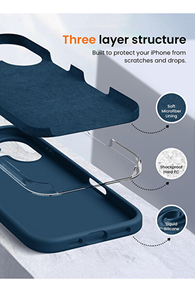 Theodor غطاء حماية سيليكون سائل مقاوم للصدمات لجهاز iPhone 16 Plus أزرق - باسيفيك باي