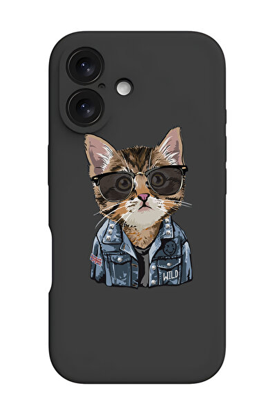 Theodor iPhone 16 Plus Black Protective Liquid Silicone Shockproof Case - swa...