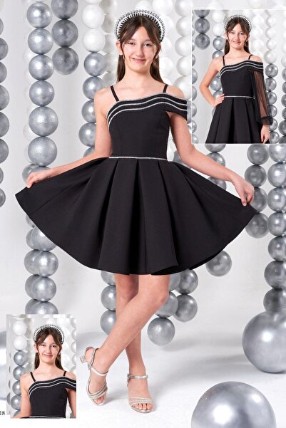 moona kids 10-15 Yaş Kız Çocuk Kol Detaylı Abiye