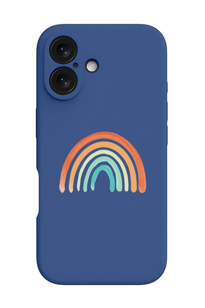 Theodor غطاء حماية سيليكون سائل مقاوم للصدمات لهاتف iPhone 16 أزرق - قوس قزح