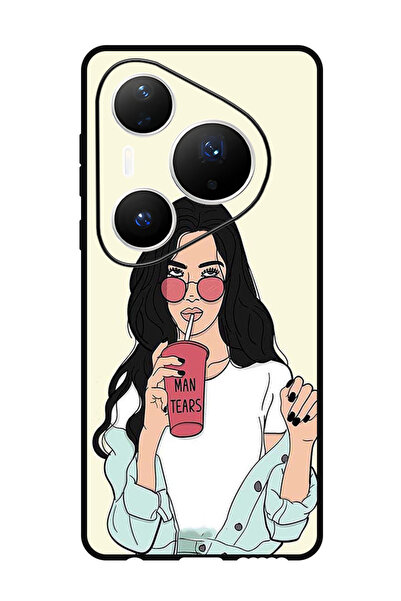 Theodor جراب متوافق مع هاتف هواوي بيورا 80 برو بلس، غطاء حماية مقاوم للصدمات، فتاة تشرب القهوة
