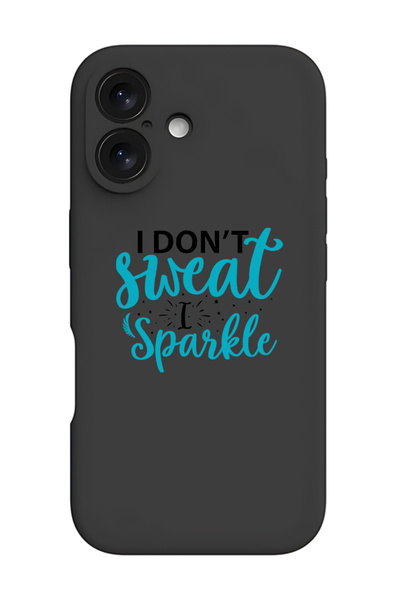 Theodor جراب حماية من السيليكون السائل المقاوم للصدمات لهاتف iPhone 16 Plus باللون الأسود - أنا لا أتعرق، أنا أتألق باللون الأسود