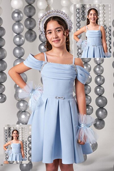 moona kids 10-15 Yaş Kız çocuk Abiye Mavi