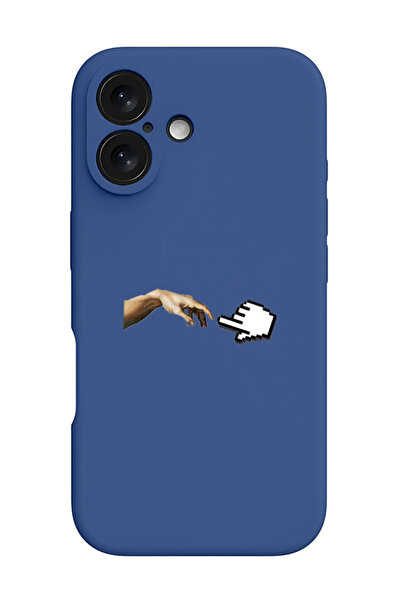 Theodor جراب سيليكون سائل مقاوم للصدمات وواقي لجهاز iPhone 16 أزرق - مؤشر ماو...