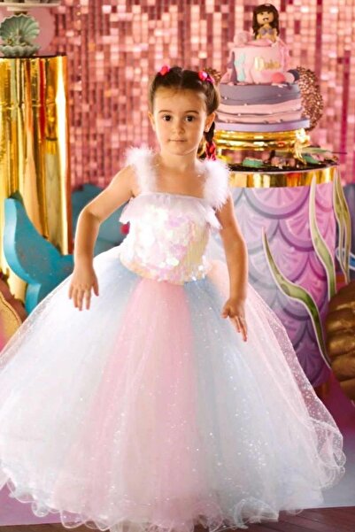 moona kids 3-9 Yaş Kız Çocuk Deniz Kızı Abiye Renkli