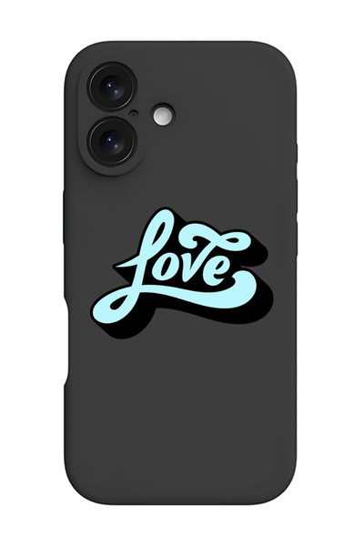 Theodor غطاء حماية سيليكون سائل مقاوم للصدمات لهاتف iPhone 16 أسود - كن سعيدًا