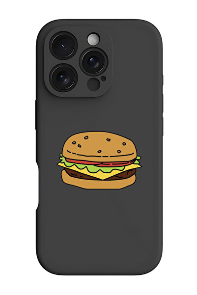 Theodor غطاء حماية سيليكون سائل مقاوم للصدمات لهاتف iPhone 16 Pro أسود - برجر