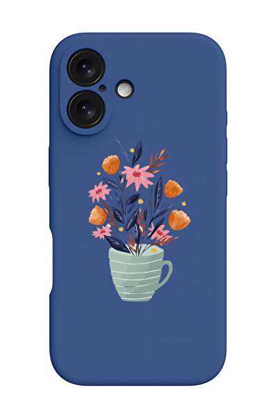 Theodor iPhone 16 Plus Blue Protective Liquid Silicone Shockproof Case - Cup ...