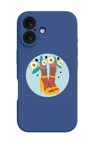 Theodor جراب سيليكون سائل مقاوم للصدمات واقٍ أزرق لهاتف iPhone 16 Plus - كعب