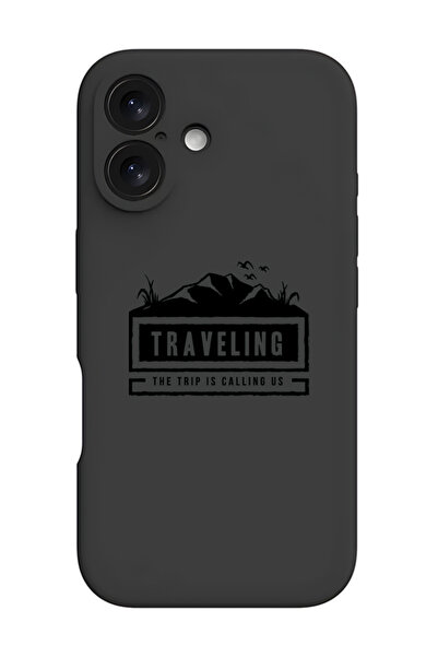 Theodor جراب حماية أسود من السيليكون السائل المقاوم للصدمات لهاتف iPhone 16 - مناسب للسفر