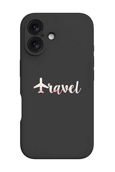 Theodor جراب حماية من السيليكون السائل المقاوم للصدمات لهاتف iPhone 16 أسود - سفر