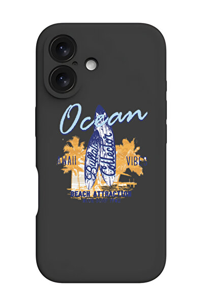 Theodor غطاء حماية سيليكون سائل مقاوم للصدمات لهاتف iPhone 16 Plus أسود - Ocean