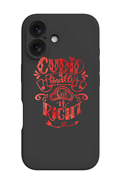 Theodor جراب حماية من السيليكون السائل المقاوم للصدمات لهاتف iPhone 16 باللون الأسود - لقد حصل كيوبيد أخيرًا على النتيجة الصحيحة