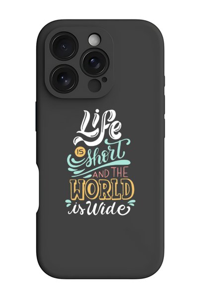 Theodor iPhone 16 Pro Max Black Protective Liquid Silicone Shockproof Case - life is short