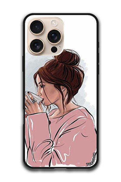 Theodor Protective Case For i16 Pro Max (6.9)-inch Girl Drinking Coffee 1