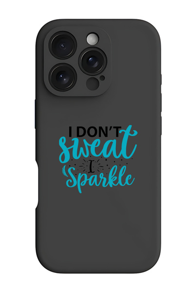 Theodor جراب حماية من السيليكون السائل المقاوم للصدمات لهاتف iPhone 16 Pro Max باللون الأسود - أنا لا أتعرق، أنا أتألق باللون الأسود