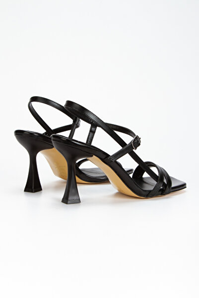 DYG STORE Siyah Kadın Günlük İnce Topuklu Şık Bantlı Klasik Topuklu Ayakkabı