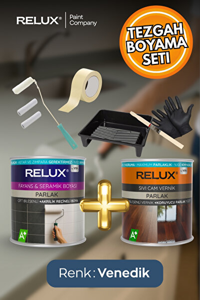 Relux Paint Tezgah Boyama Seti - Fayans Boyama Seti -Banyo Boyama Seti - Merm...