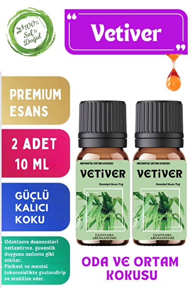 LeafFlora AromaHome Vetiver - Esansiyel Uçucu Yağ - Aromatik Oda ve Ortam Kok...