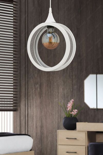LUMINZO Hola 24 cm Beyaz Modern Avize Sarkıt Salon Mutfak Kuaför Cafe Lamba Dekoratif Aydınlatma